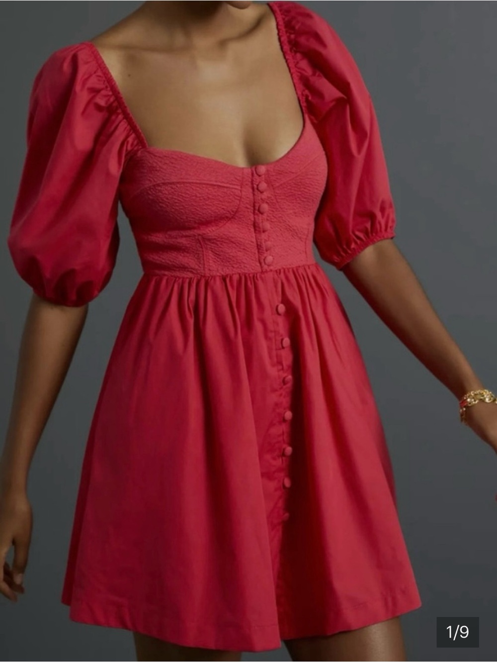 MAEVE by Anthropologie Pink Puff-Sleeve Dress